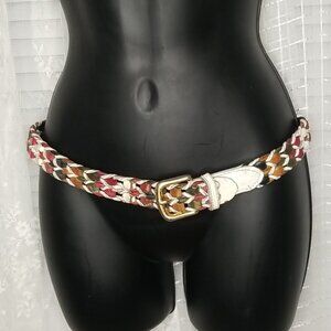 2/&25 or 3/$30 Vintage 70's 80's Multicolored Woven Leather Belt SzM